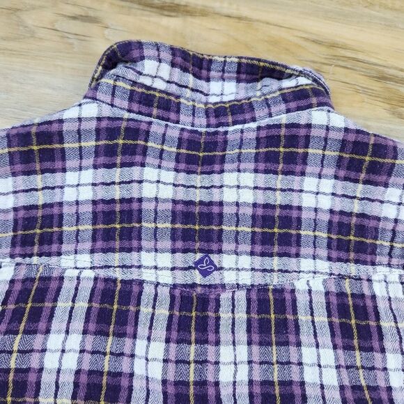 🔹️Prana Purple Plaid Riley Button Long Sleeve Top Large - Picture 7 of 12